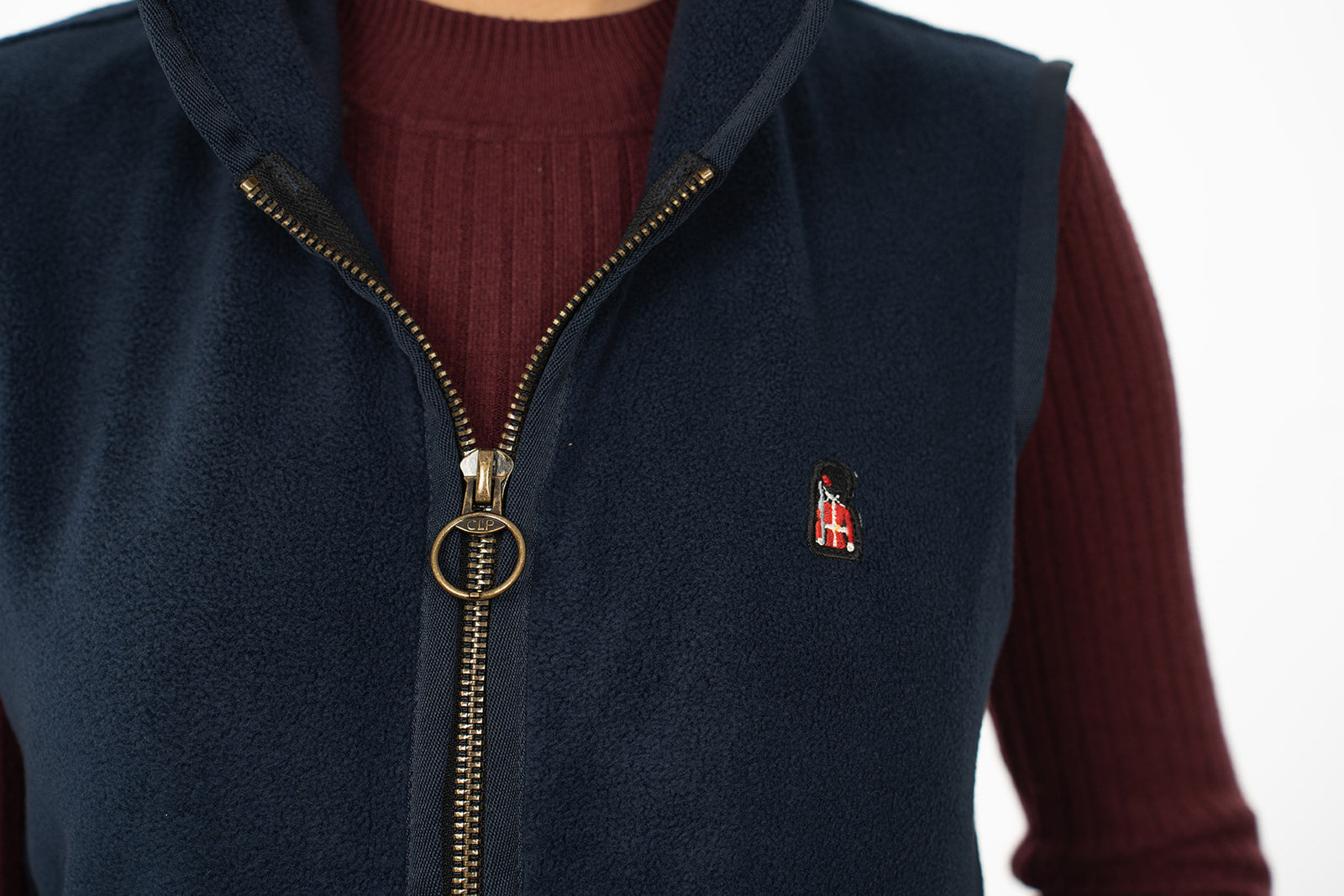 Lockwood Ladies' Knightsbridge, chest logo detail on a female model