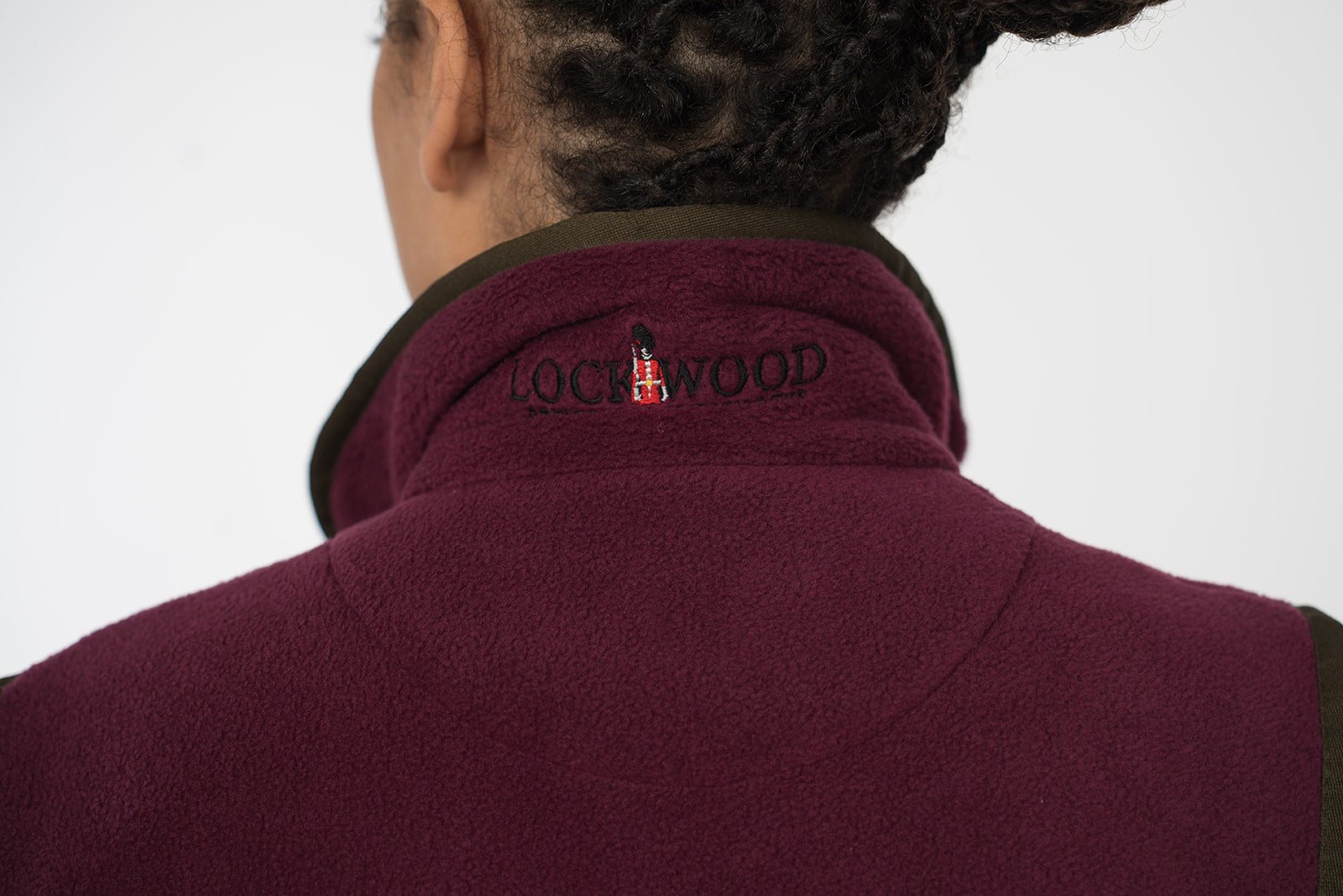 Lockwood Ladies' Victoria, collar logo detail on a female model