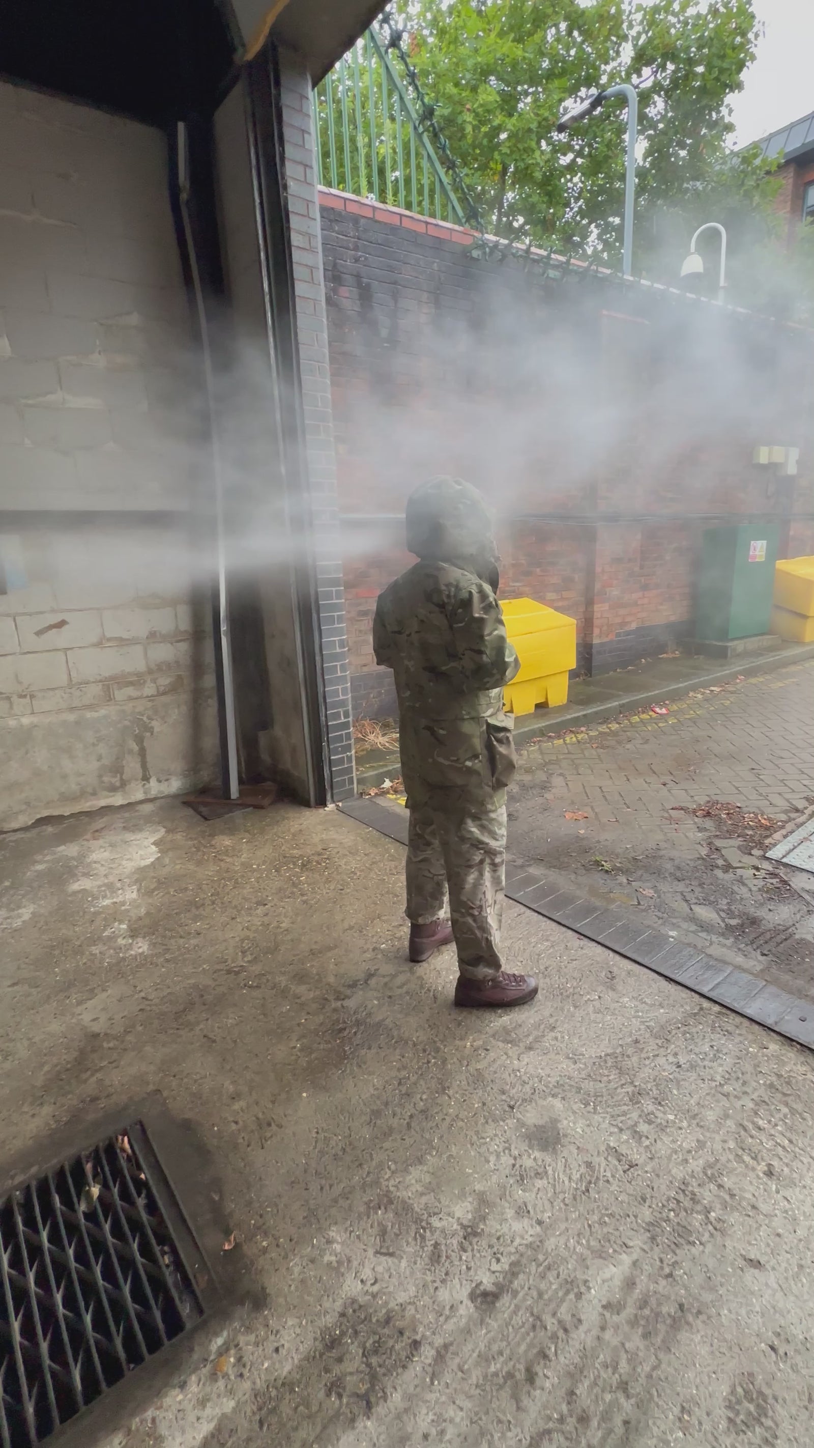 video of a waterproof jacket getting jet washed