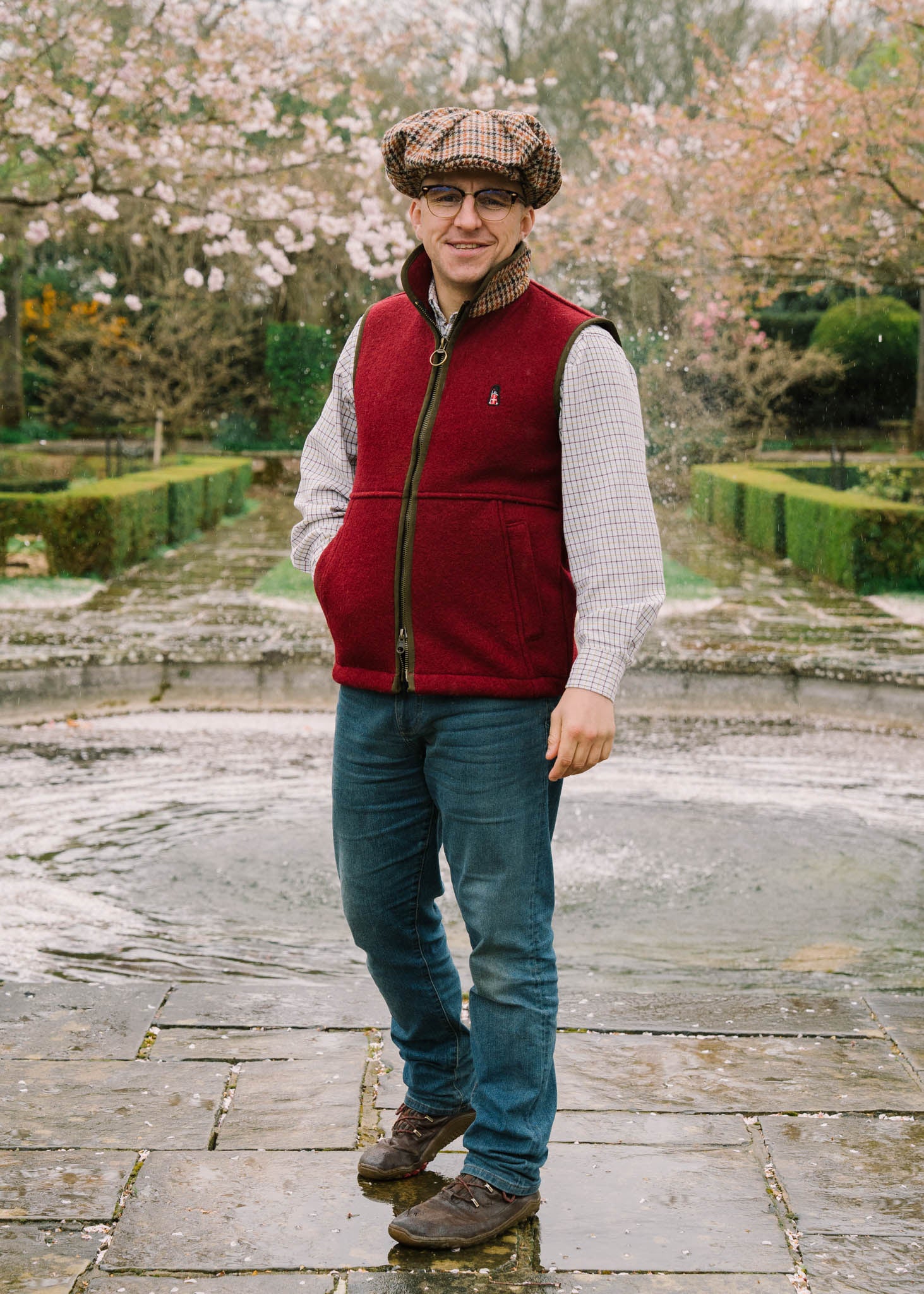 Maroon Boiled Wool Gilet