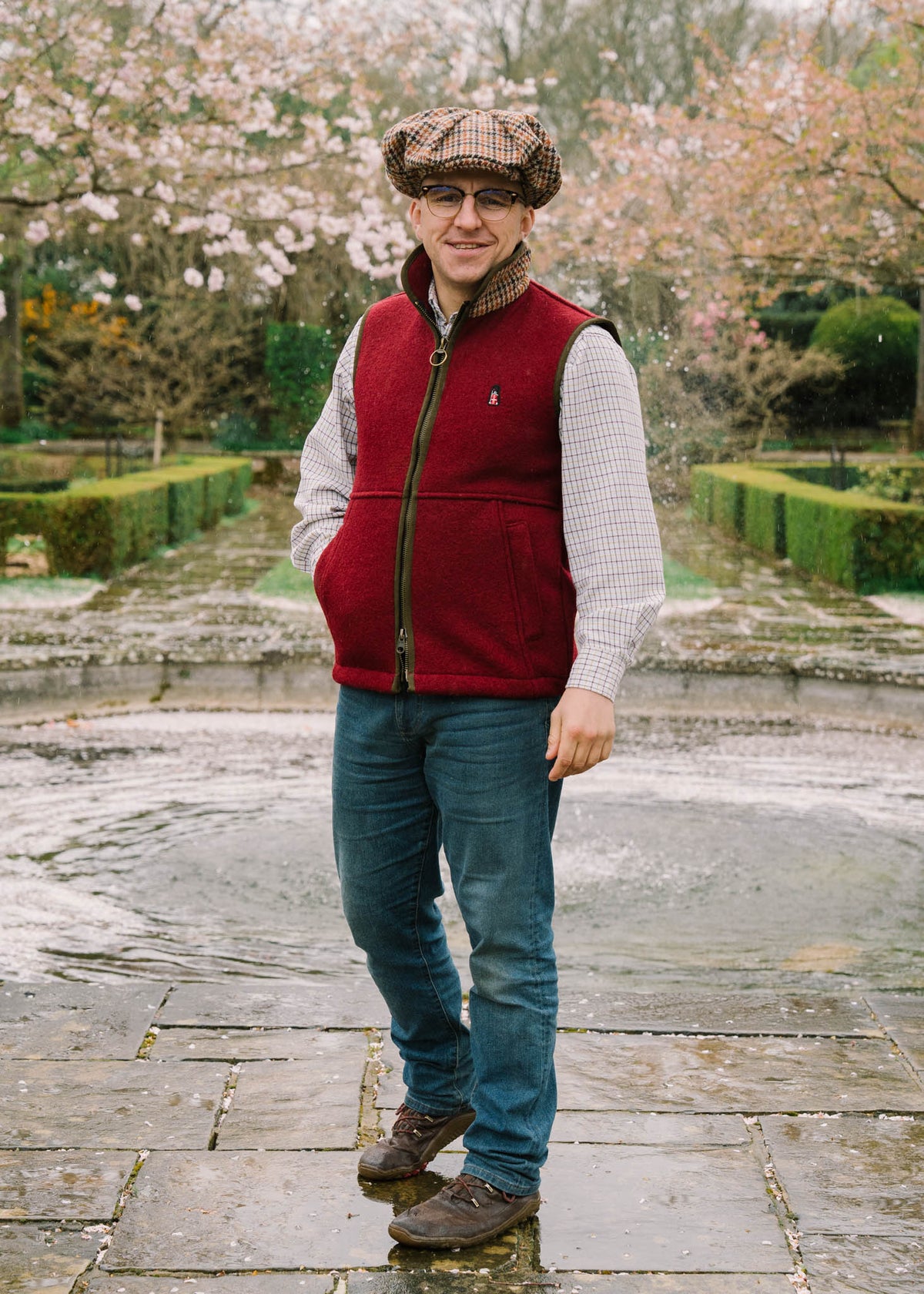 Maroon Boiled Wool Gilet