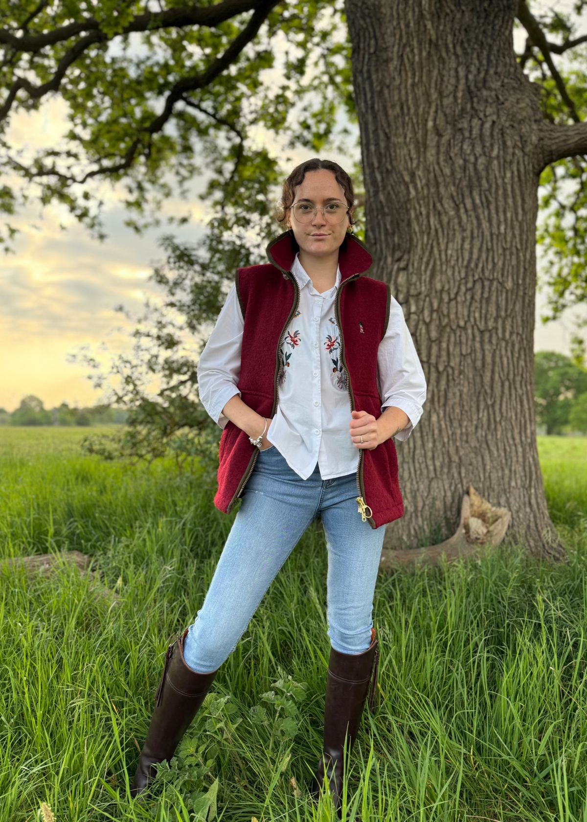 Maroon Boiled wool Gilet
