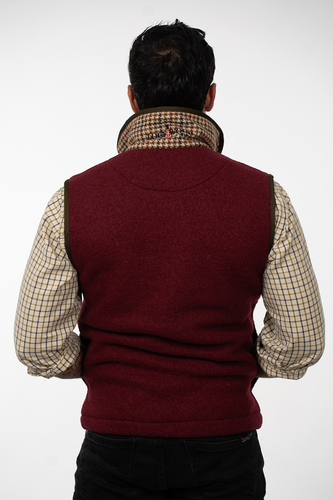 Lockwood Gentleman's Arthur Boiled Wool Gilet, back view on a male model