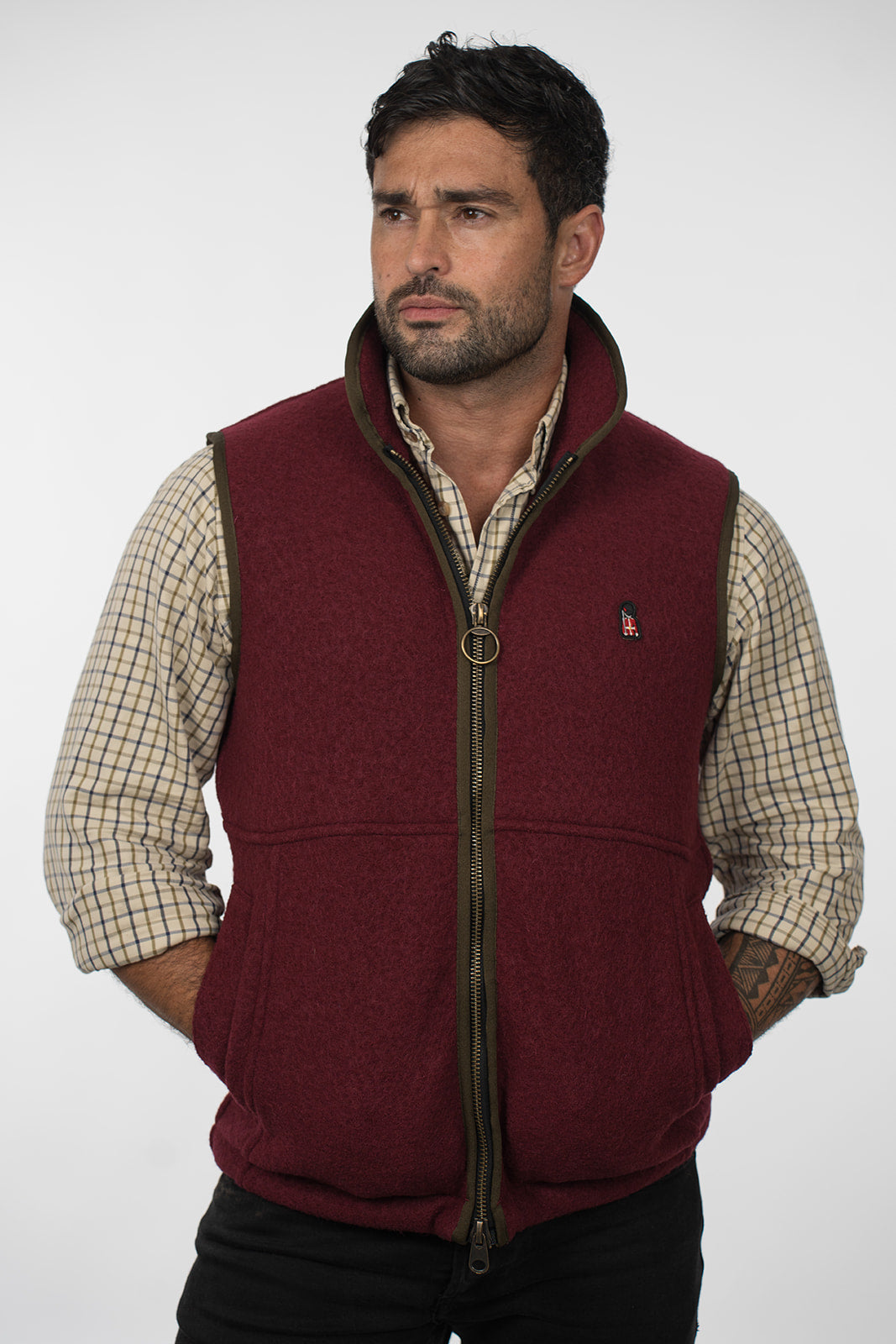 Lockwood Gentleman's Arthur Boiled Wool Gilet, front view on a male model