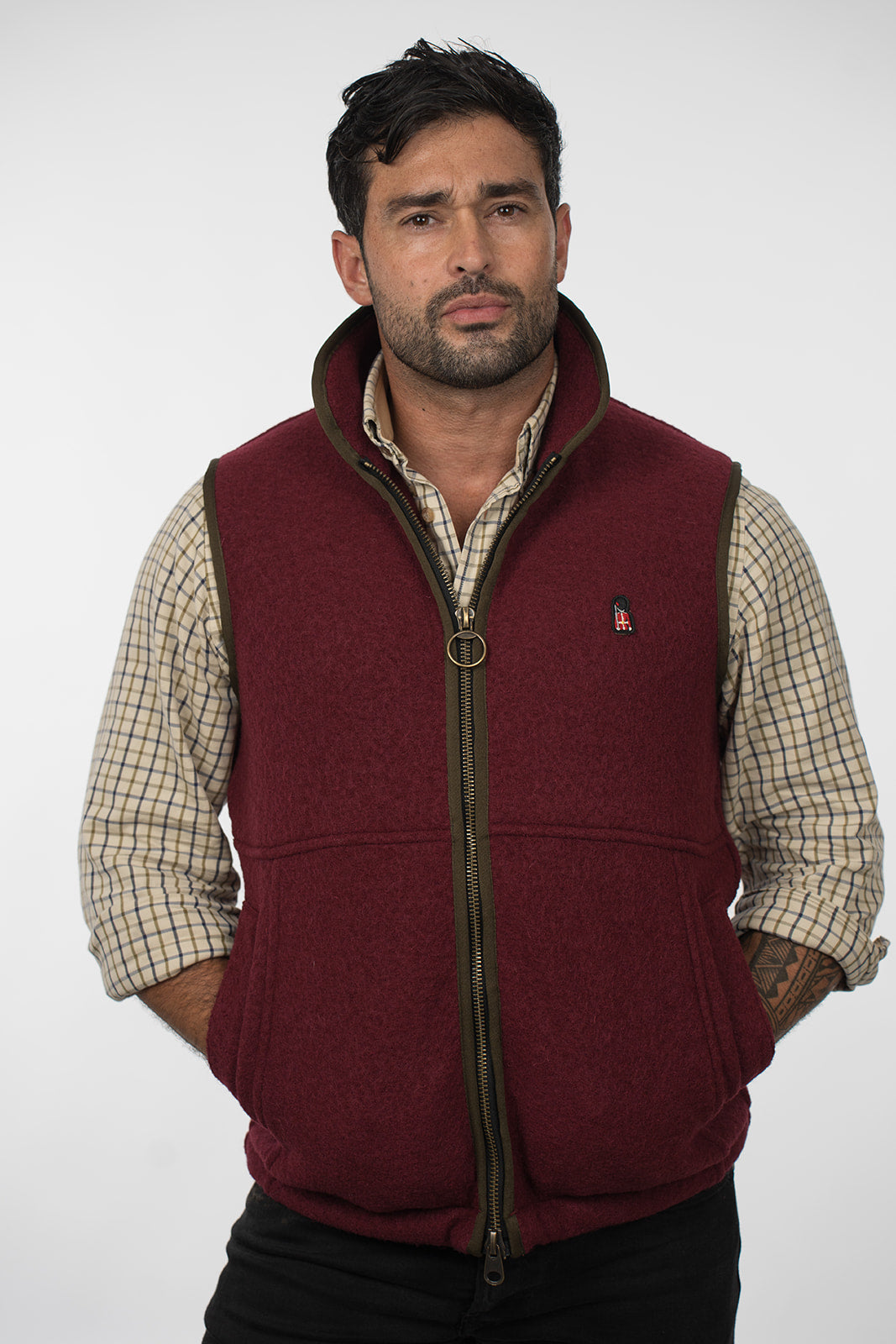 Lockwood Gentleman's Arthur Boiled Wool Gilet, front view on a male model