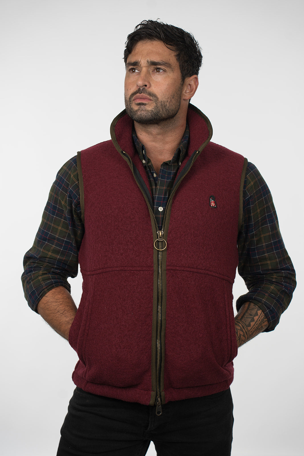 Lockwood Gentleman's Arthur Boiled Wool Gilet, front view on a male model