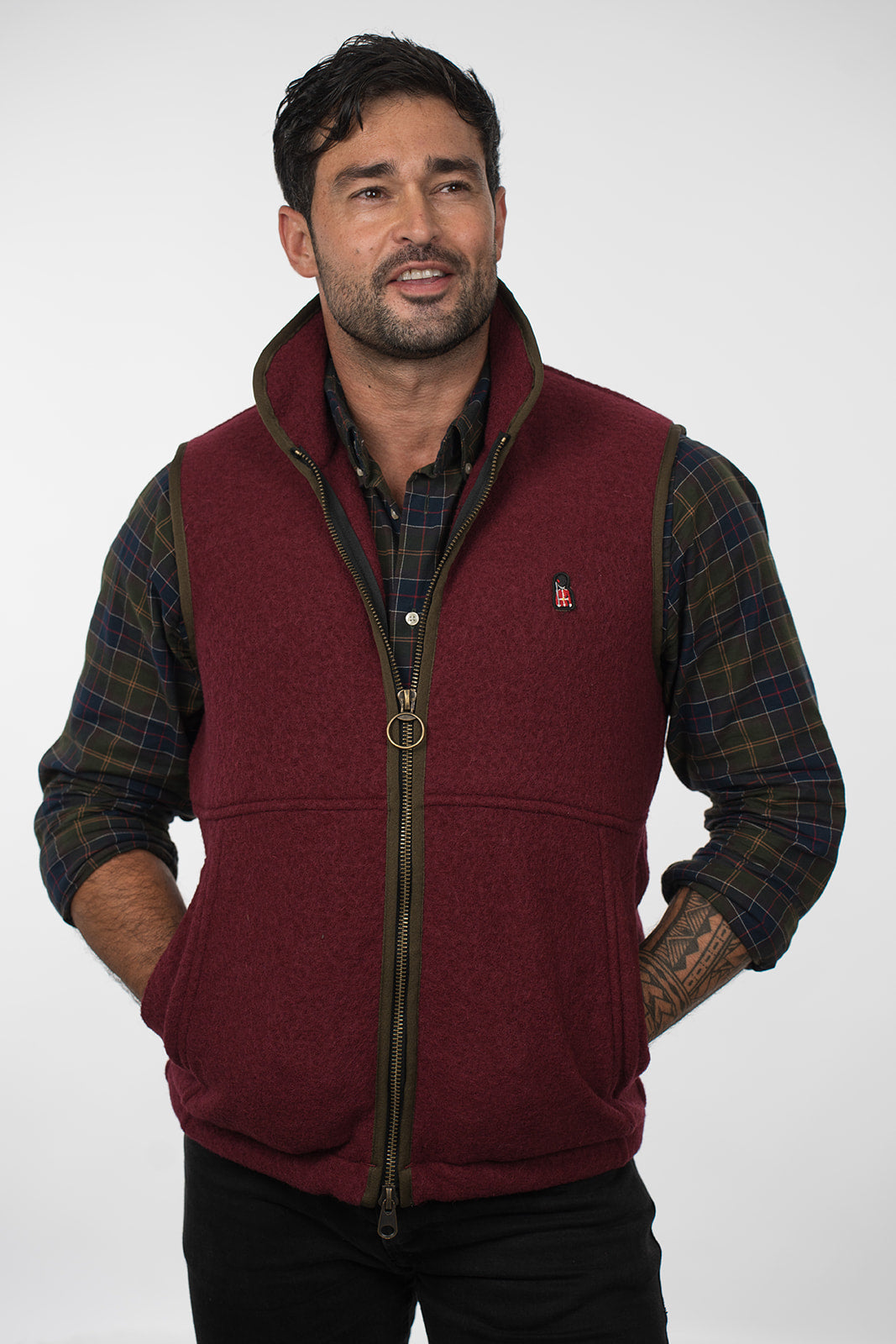 Lockwood Gentleman's Arthur Boiled Wool Gilet, front view on a male model