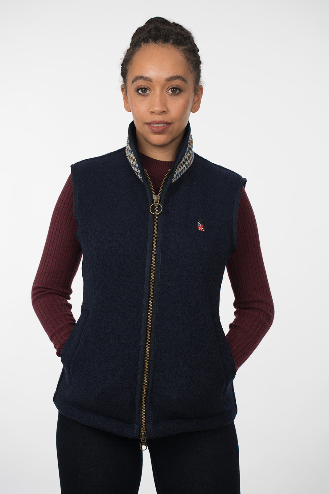 Lockwood Ladies Henry Boiled Wool Gilet, front view on a female model