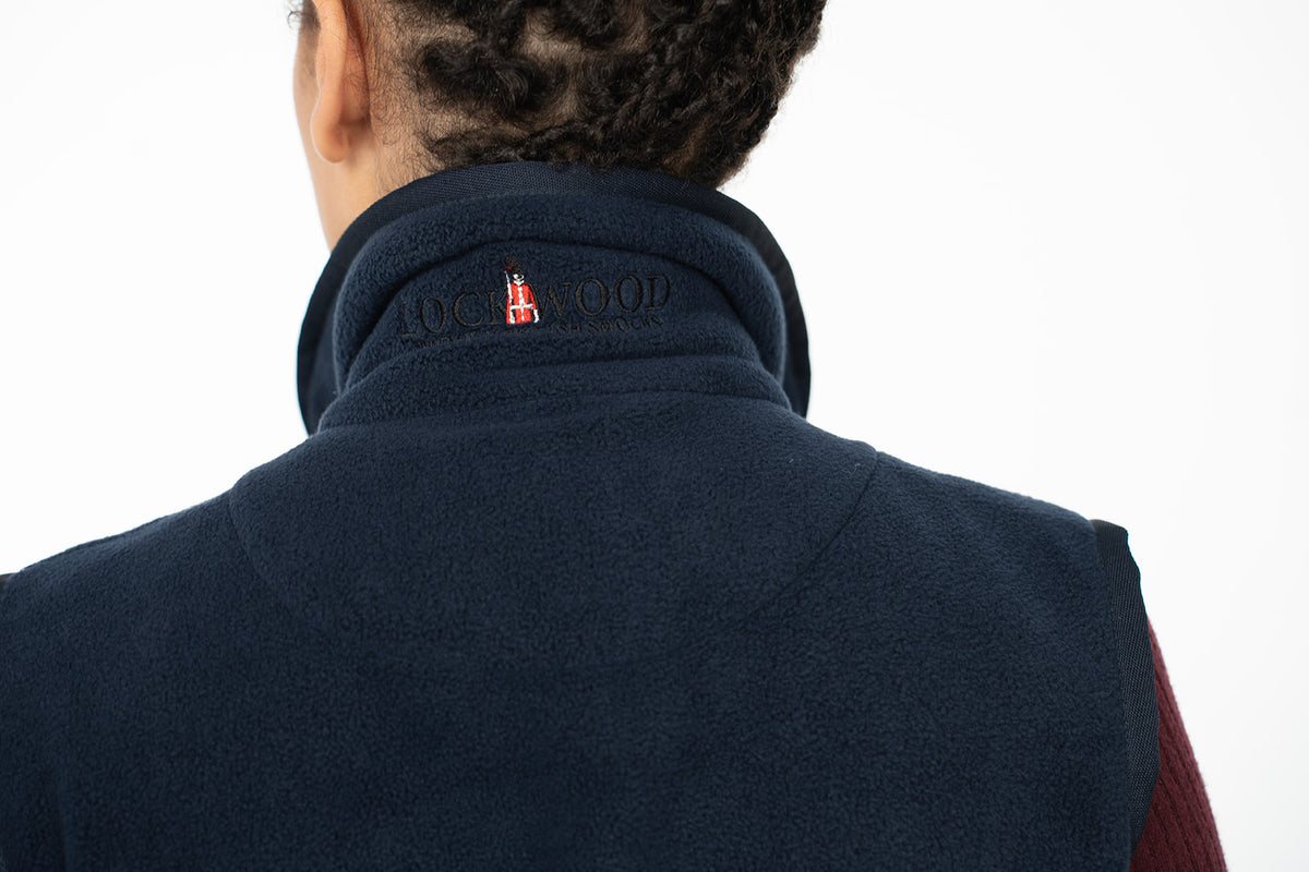 Lockwood Ladies' Knightsbridge, collar logo detail on a female model