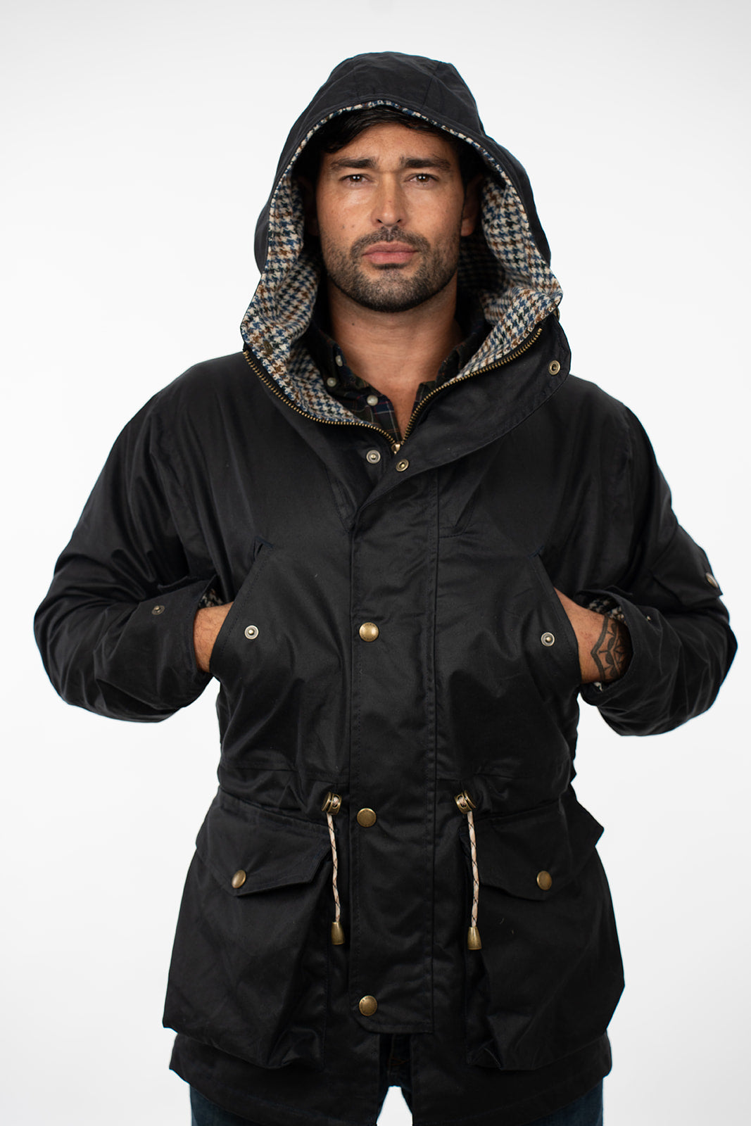 Lockwood Vintage Henry, front view with hood up on a male model